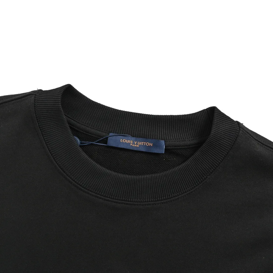Louis Vuitton/Louis Vuitton 24Fw leather label letter embroidered round neck sweatshirt